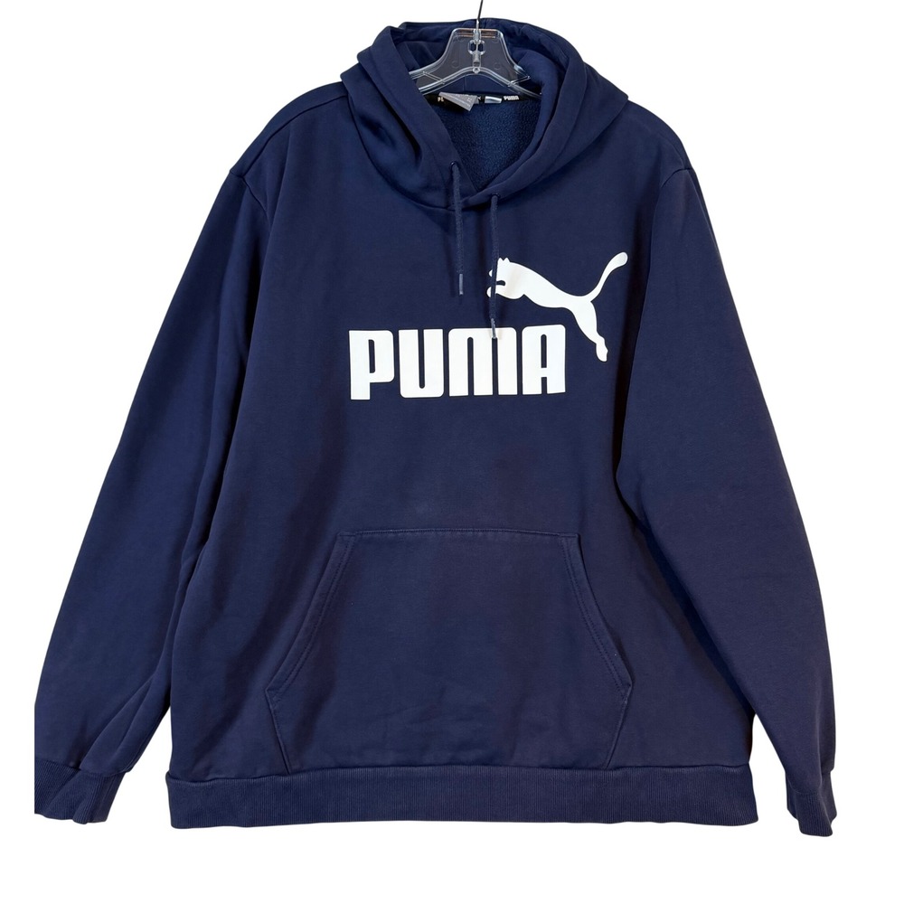 Puma Mens Essentials Big Logo Hoodie Navy Blue •XXL• Pullover Sweatshirt Gym